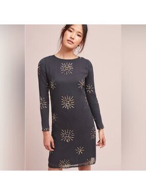 NWT Anthropologie Intropia Starburst Sequined Dress SZ L Reg $348
